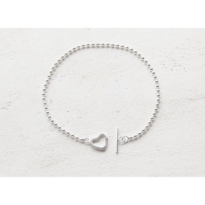 Lắc tay bạc nữ TLEE dây bi tim chốt cài bạc 925 cao cấp TLEE JEWELRY LT0148
