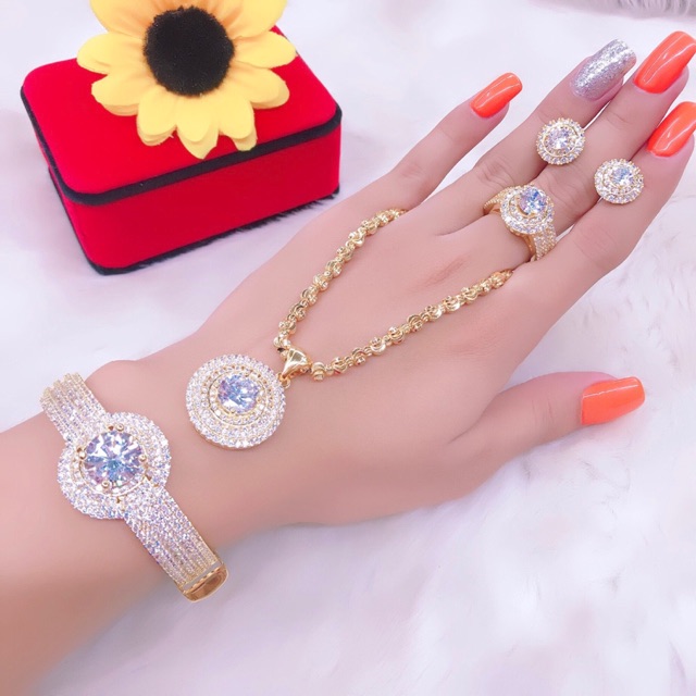 Set Bộ Trang Sức Gồm 4 Món Đính Đá Cao Cấp