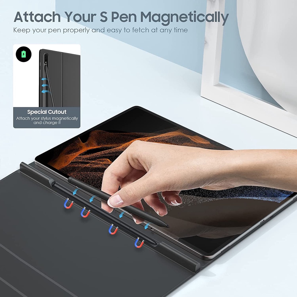 Bao Da Máy Tính Bảng Siêu Nhẹ In Hình MOKO Có Giá Đỡ Nam Châm Cho Galaxy Tab S8 Ultra 2022 14.6 Inch (SM-X900/X906)