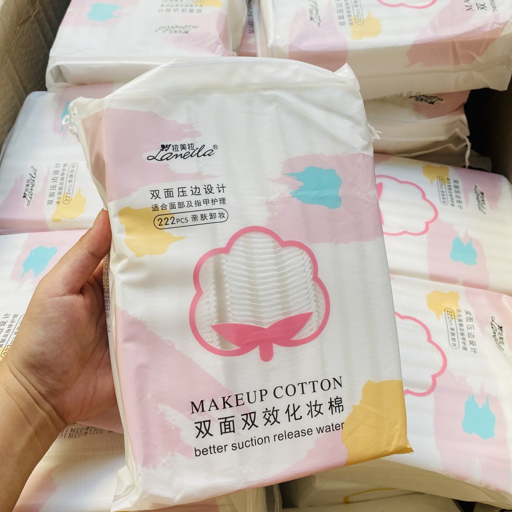BÔNG TẨY TRANG 222 MIẾNG, MỀM MỊN - BÔNG TẨY TRANG LANEILA+FM+ SMART NALLE(CHÍNH HÃNG 100%)