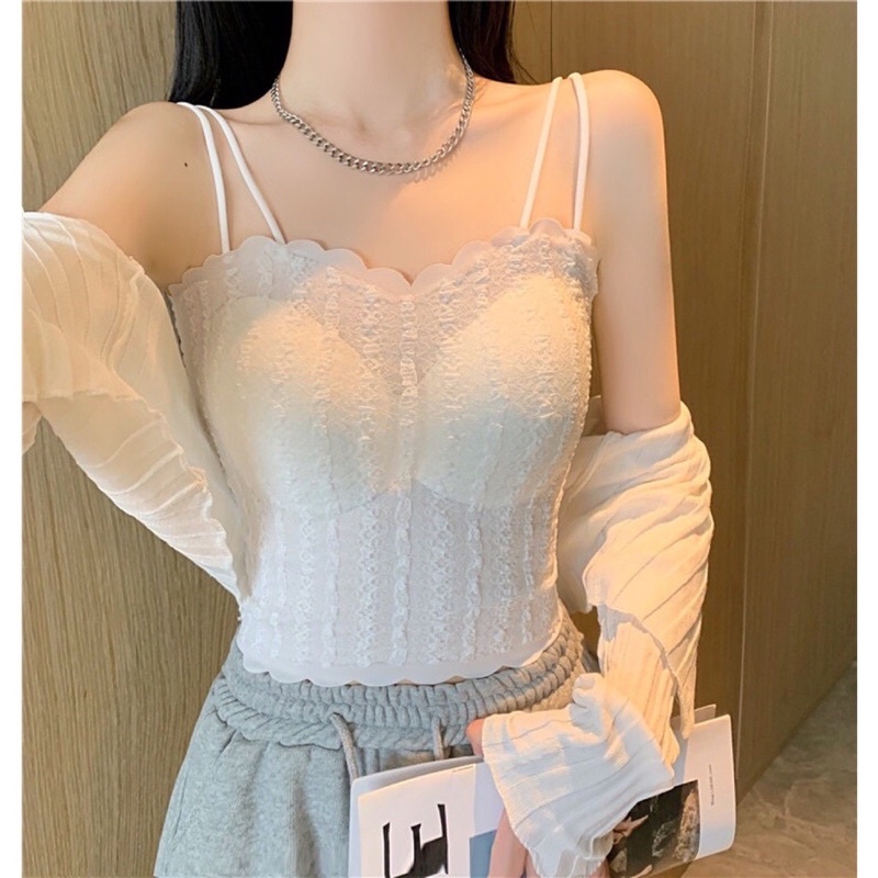 Mẫu Mới - Áo Bra Dây Kép Kèm Đệm Phong Cách Hàn Quốc Siêu Xinh