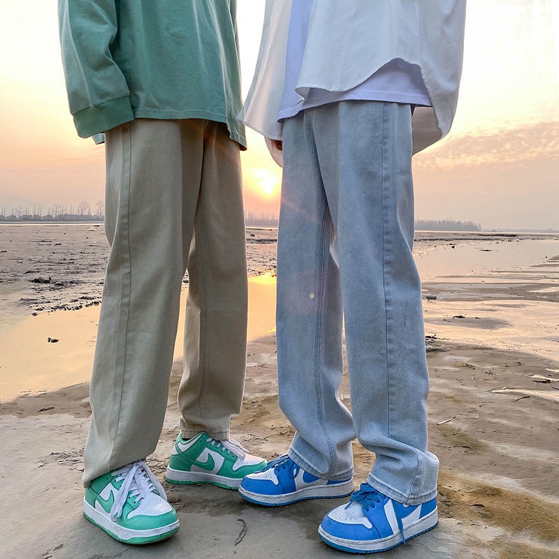 Quần Jeans Mỏng Ống Suông Rộng Thời Trang Mùa Hè Hàn Quốc Cho Nam