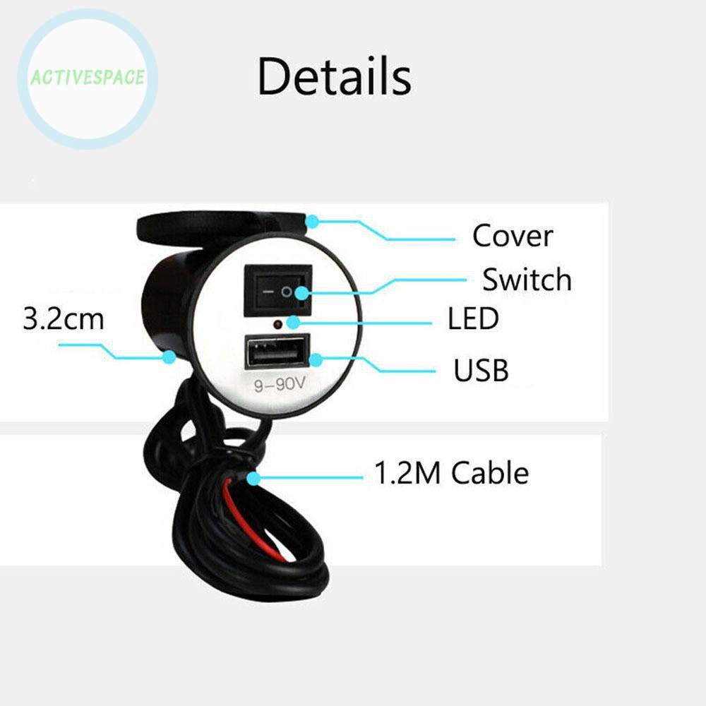 Cổng sạc pin 2.1A 12V thiết kế tiện dụng cho xe máy