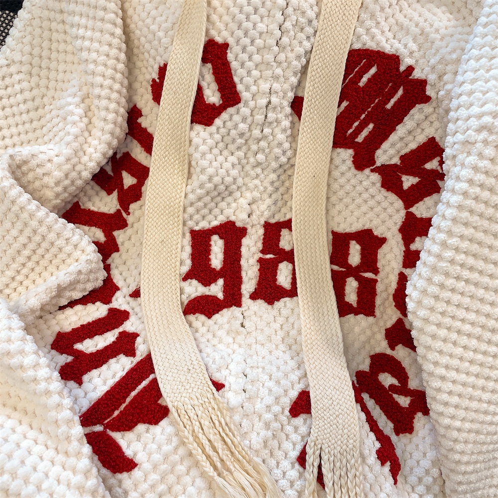 Áo hoodie ZHELIHANGFEI dáng rộng thêu chữ phong cách Mỹ thời trang