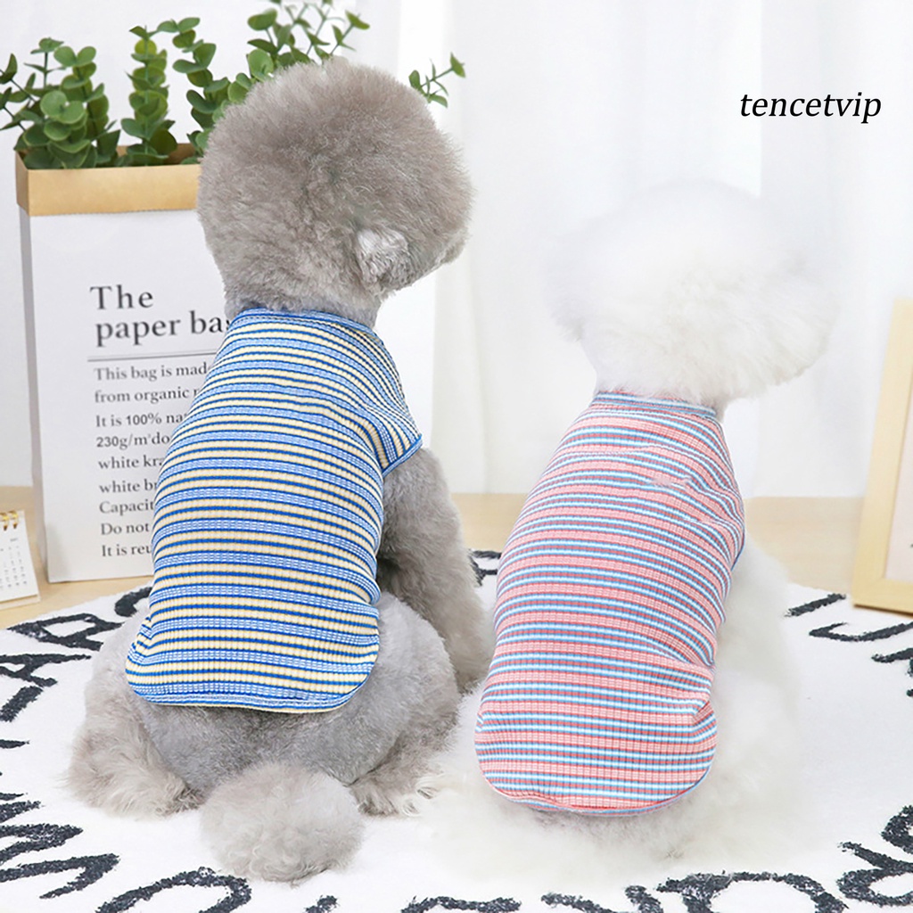 Áo Cotton Cổ Tròn Họa Tiết Sọc Nhiều Màu Sắc Dành Cho Thú Cưng