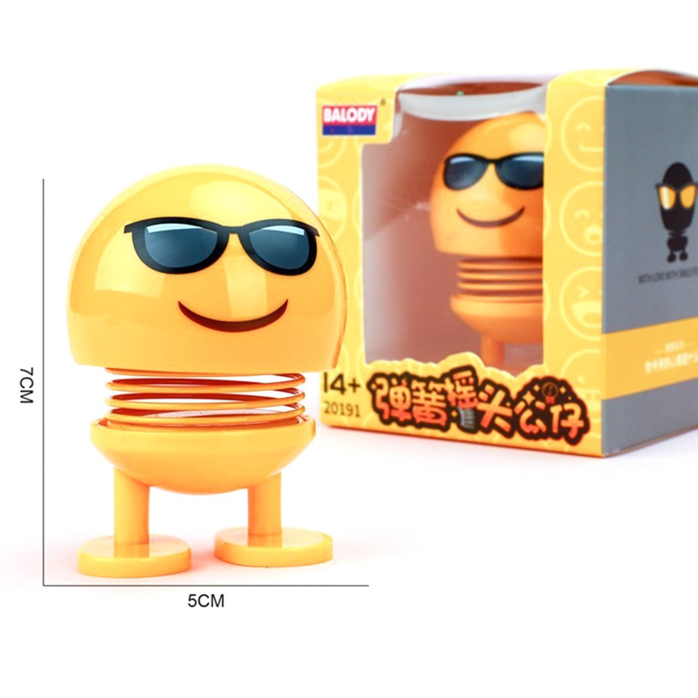 Thú nhún lò xo mặt emoji dễ thương dùng trang trí xe hơi