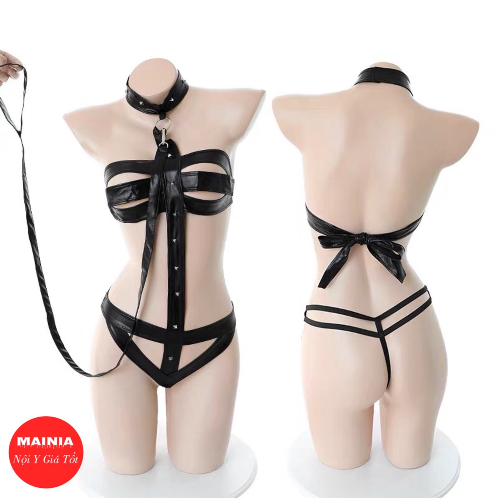 Bộ Đồ Ngủ Liền Thân Bằng Da Cột Dây Lưng Sexy Gợi Cảm Quyến Rũ Mainia Shop