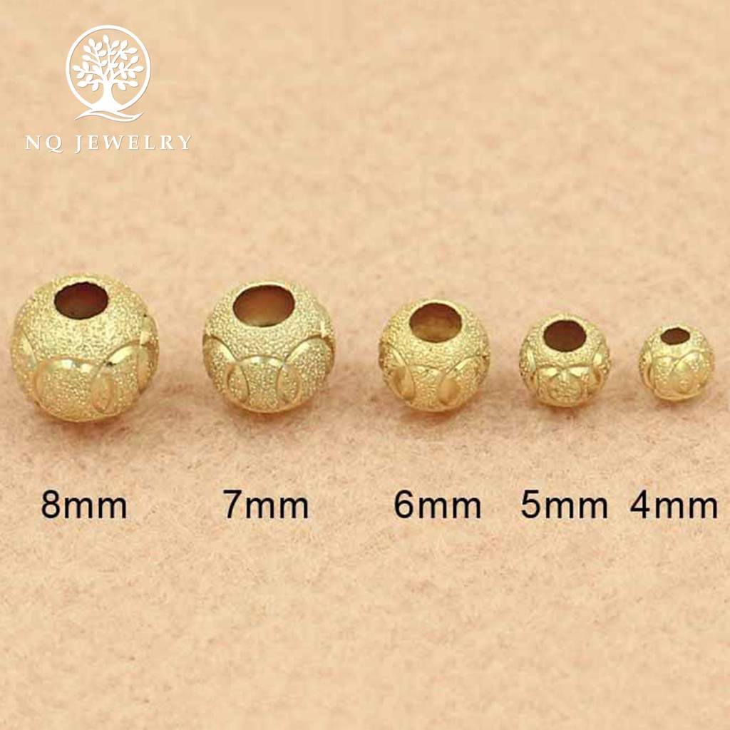 Charm bạc bi tròn họa tiết mạ vàng - NQ Jewelry