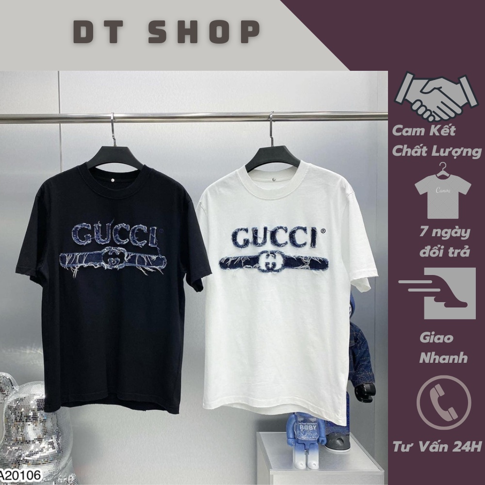 Áo Phông Nam Gucci Thêu Chữ Cao Cấp . Áo Thun Gucci Nam Chất Cotton Cao Cấp DT SHOP MENWEAR
