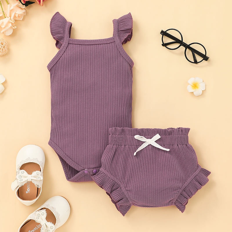 Combo bộ đồ bé gái 0-18 tháng bông Sát Nách bodysuit liền thân hoa quần đùi set mùa hè thời trang cho bé trẻ em sơ sinh