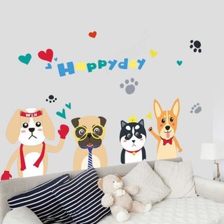 Decal dán tường hình thú Happy Day