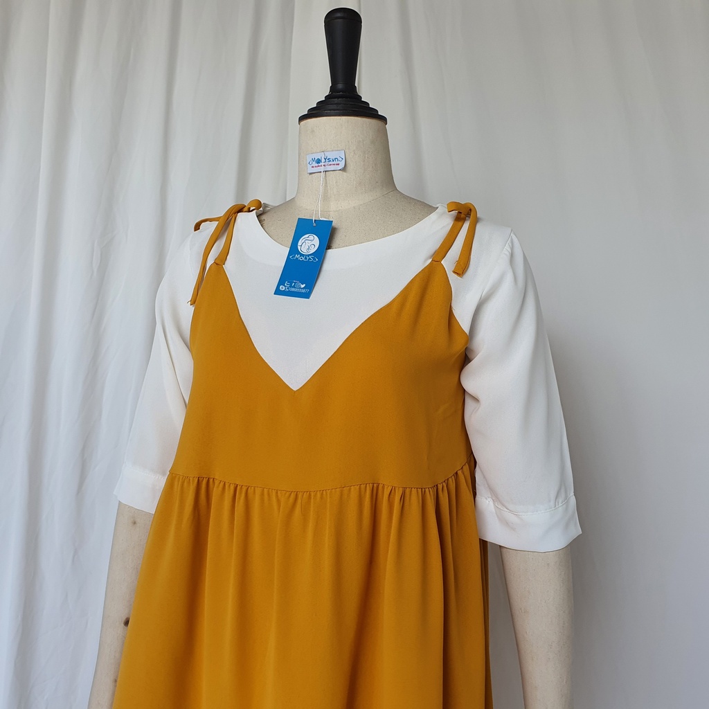 Váy đầm bầu thu đông suông M2401 chất đũi mịn, đi làm đi chơi đều xinh, diện hết thai kỳ