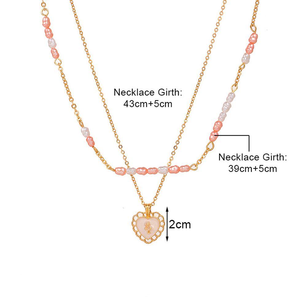 ANEMONE Vòng cổ Hai Lớp Mặt Trái Tim Phong Cách Hàn Quốc Cho Nữ