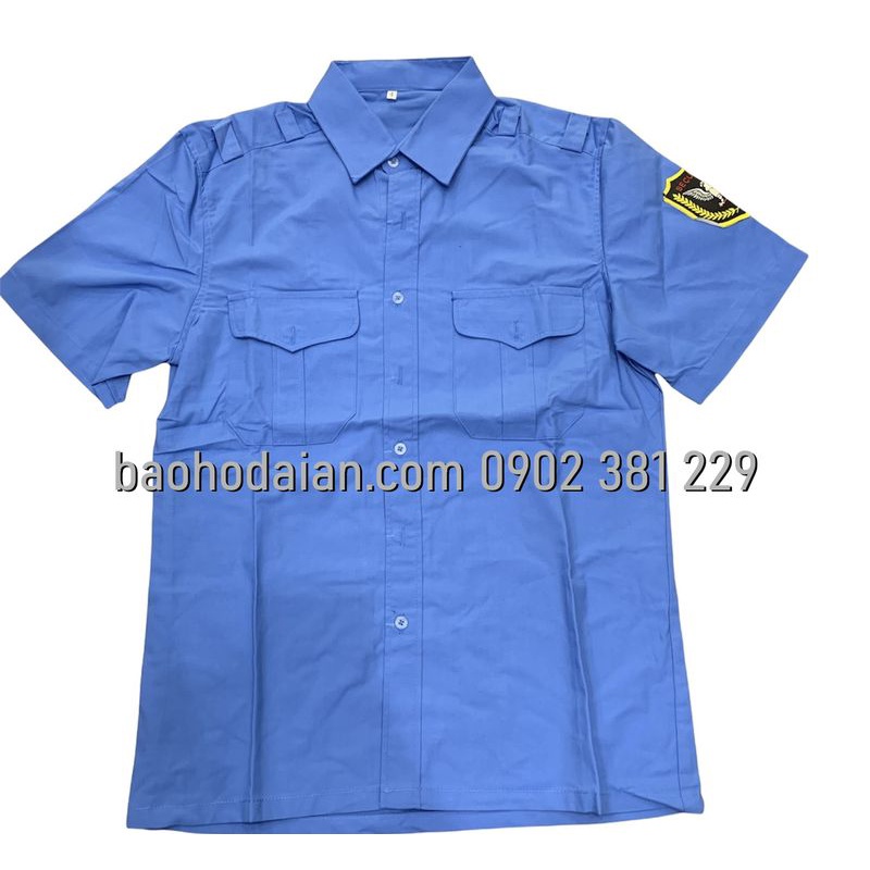 Áo bảo vệ ngắn tay logo tay kèm phụ kiện (cầu vai 4 gạch đồng + nón kèm sao)