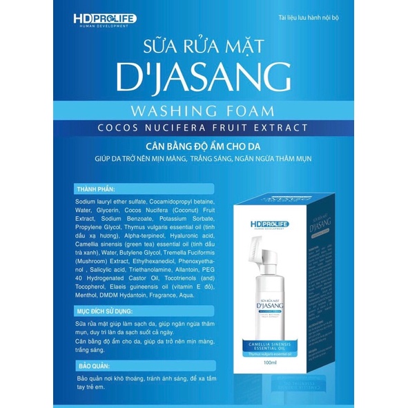 Sữa Rửa Mặt D'JASANG có đầu massage silicon ( chai 100ml )