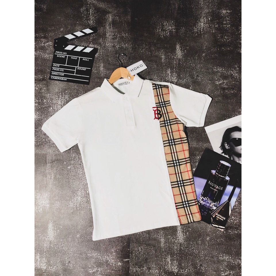 Áo thun nam cổ bẻ tay ngắn phối họa tiết vải mịn | BigBuy360 - bigbuy360.vn