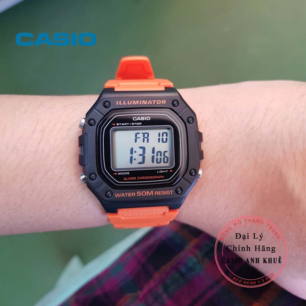 Đồng hồ điện tử nam Casio W-218H-4B2VDF dây nhựa
