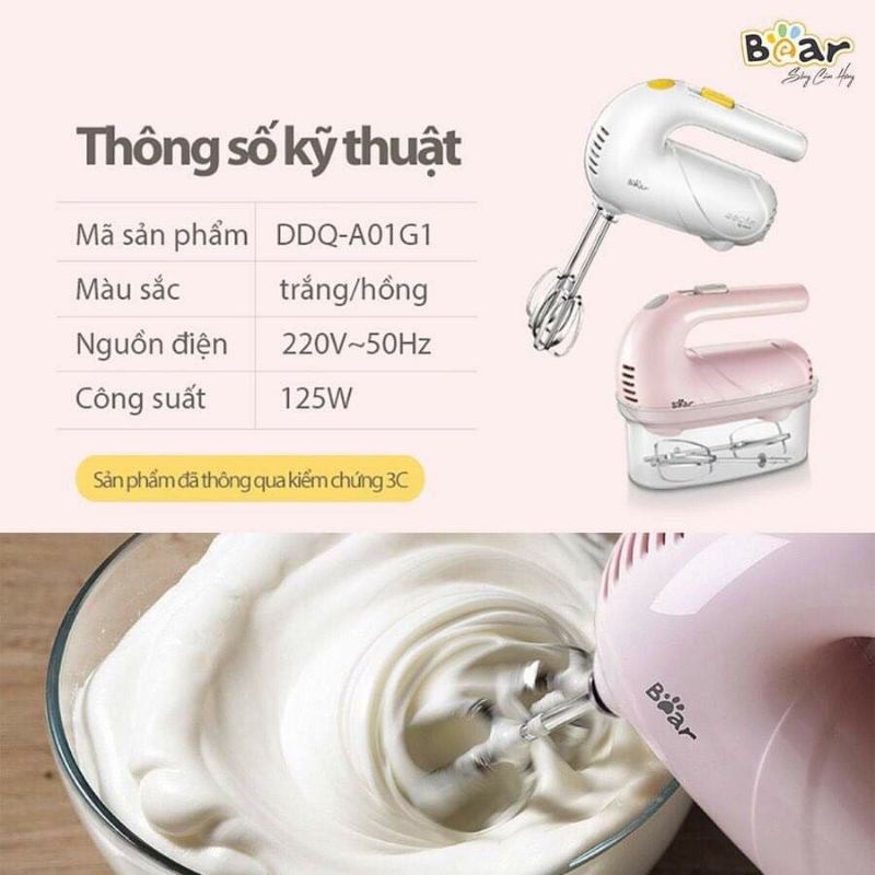 [TẶNG LỌC TRỨNG]Máy đánh trứng, đánh kem, trộn bột cầm tay 10 tốc độ Bear