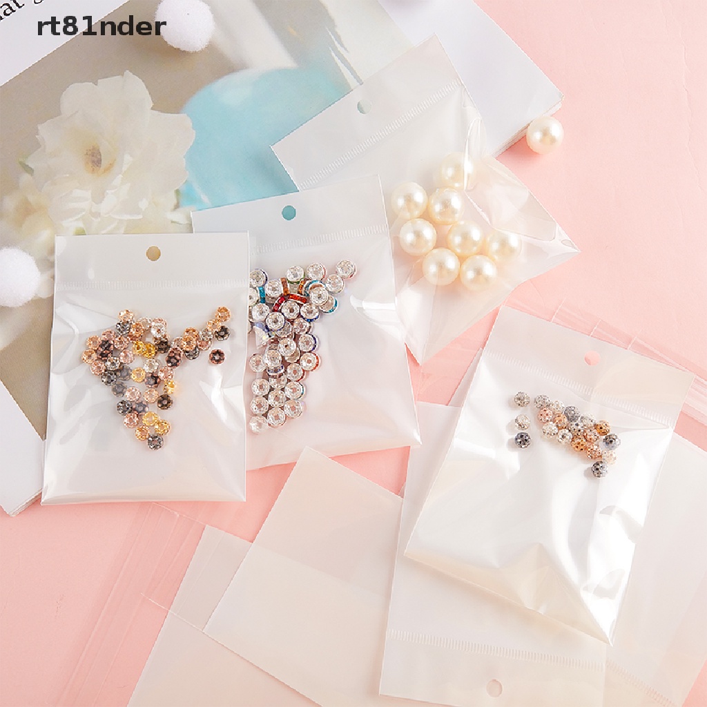 rt 50pcs Self Sealing Plastic Bags Resealable White Cellophane Bag for DIY Jewelry n