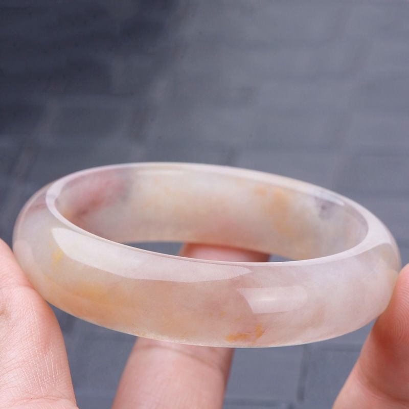 Vòng Đeo Tay Ngọc Bích Màu Tím Bằng Lụa Băng Phối Hoa Cho Nữ
