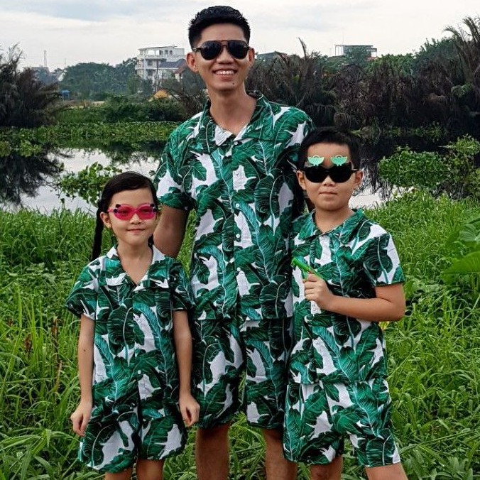 14. QATC8. Quần áo đi biển- Mẫu lá chuối, size từ 7-115kg