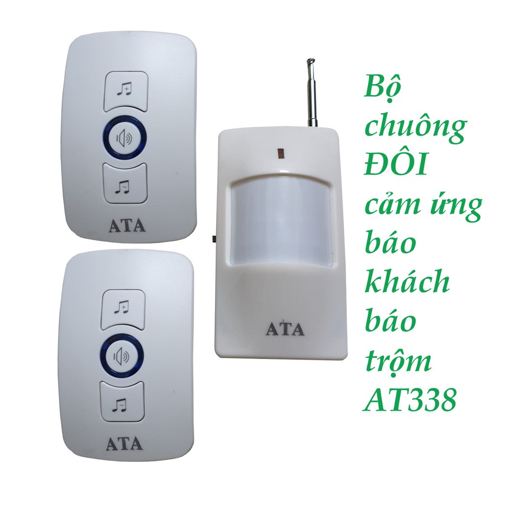 Bộ chuông ĐÔI cảm ứng báo khách- báo trộm không dây đa năng ATA -338