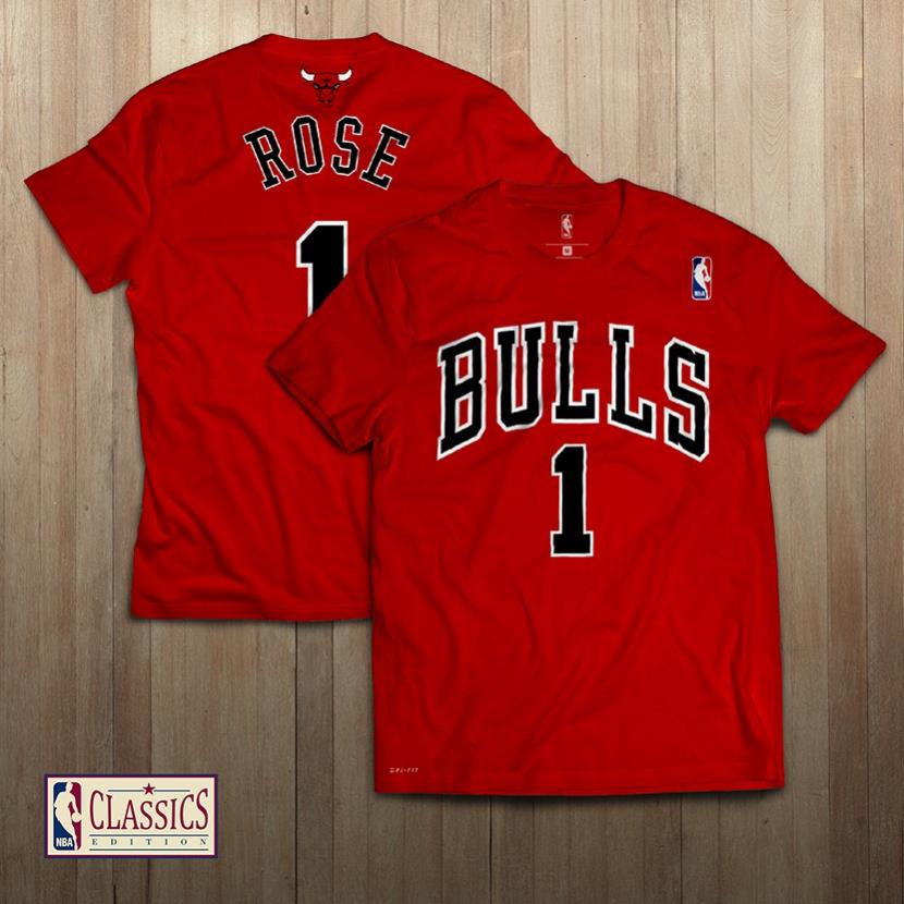 Áo thun bóng rổ Nba Chicago Bulls kiểu cổ điển cá tính 1 Derrick Rose !