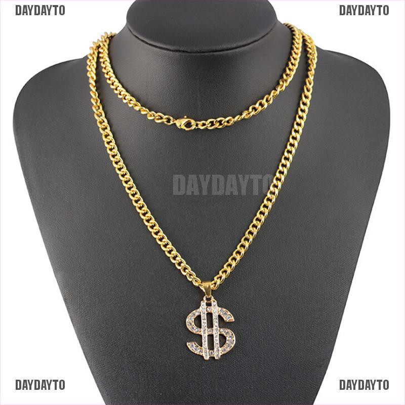 Vòng cổ Mạ Vàng Mặt Hình Tờ Tiền Đô La Đính Đá Phong Cách Hip Hop