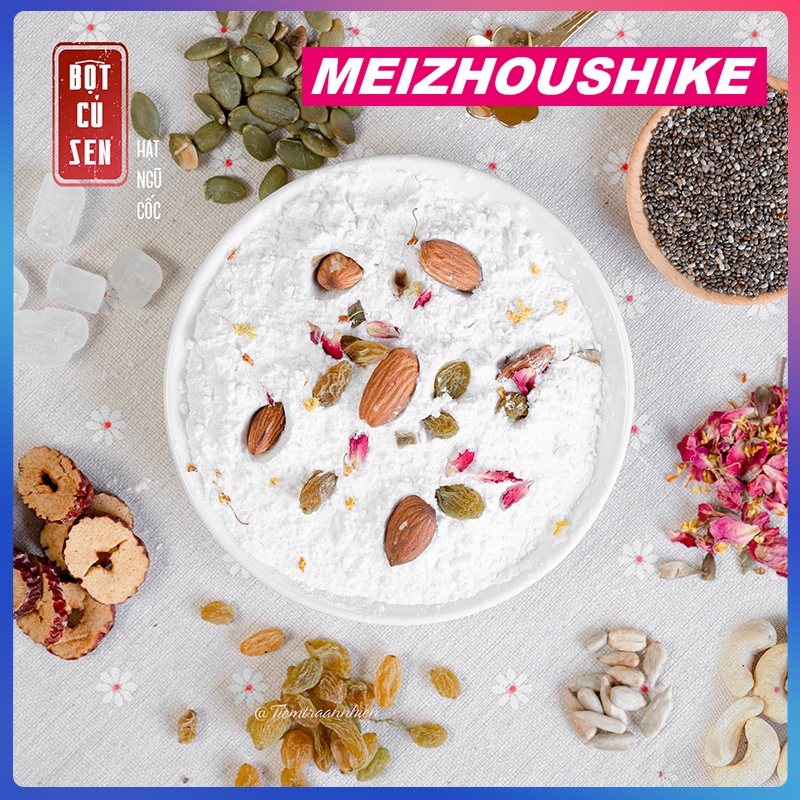 Tinh bột củ sen mix hạt dinh dưỡng hộp 500g hiệu Meizhoushike bột củ sen giảm cân ăn kiêng dưỡng nhan giữ dáng thanh mát