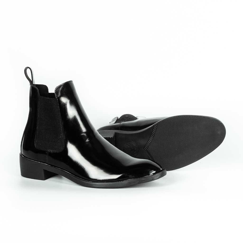 [QUÀ TẶNG LÀ TẤT CAO CỔ] Giày Chelsea Boots Nam Đen Bóng, Da bóng độc quyền, Đế tăng chiều cao 5cm dễ phối đồ | BigBuy360 - bigbuy360.vn