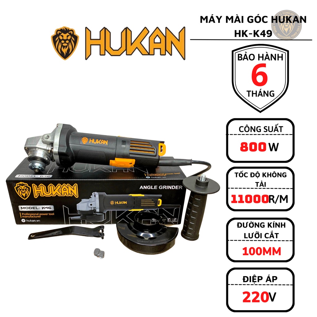 Máy mài góc điện HUKAN HK-K46 công suất 800w công tắc đuôi. Máy mài cắt cầm tay. Máy mài. Máy cắt