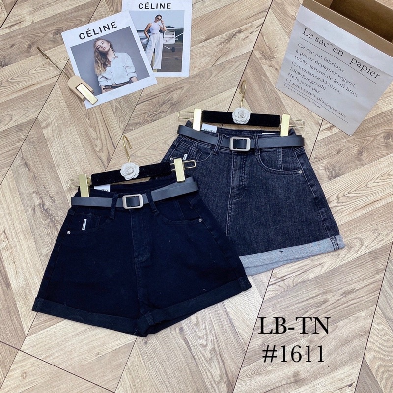 Quần short jean kèm đai