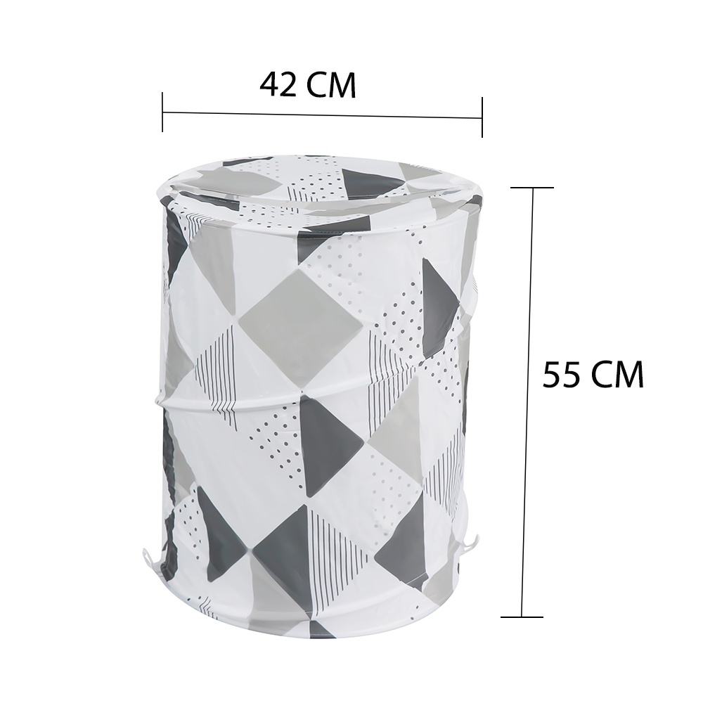 HOMEBASE MOYA Túi đựng đồ dơ đồ giặt bằng vải polyester chống thấm nước họa tiết hoa văn xám 42Wx55Hcm