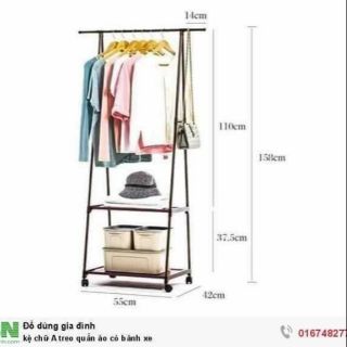 Kệ treo quần áo chữ A có bánh xe