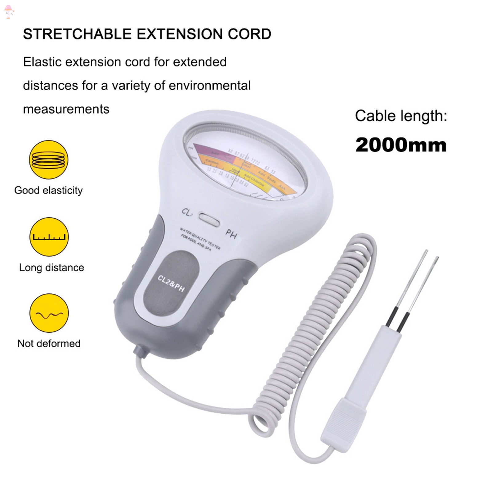 LL PH Meter & Chlorine Level CL2 Meter Combo Portable 2 in 1 Water Quality Dial Tester for Pool Spa Drinking Water .VN