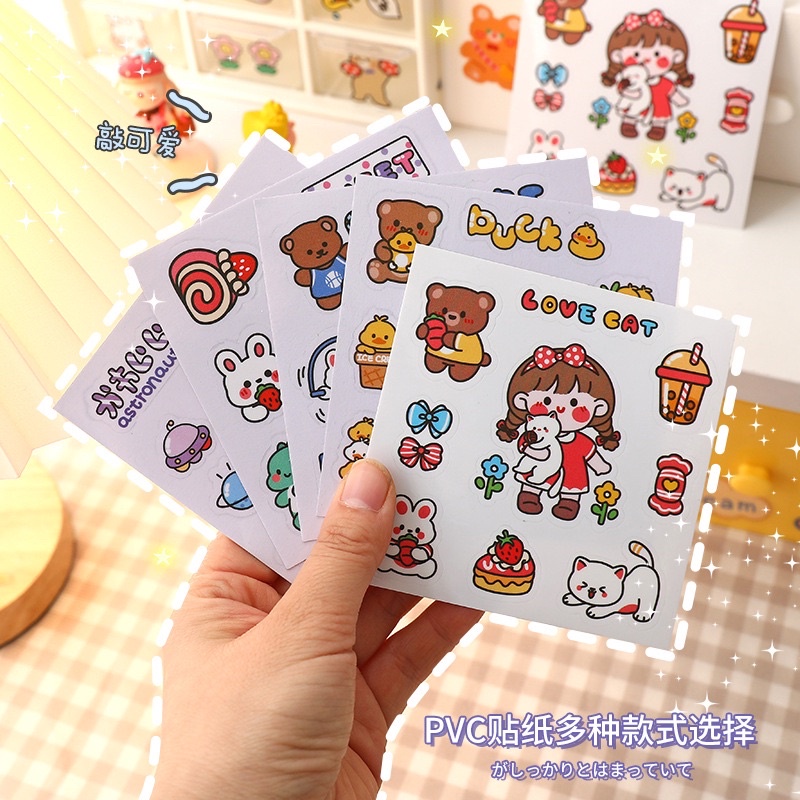 Sticker Trong Suốt Gấu Thỏ Siêu Dễ Thương Trang Trí Đồ Dùng