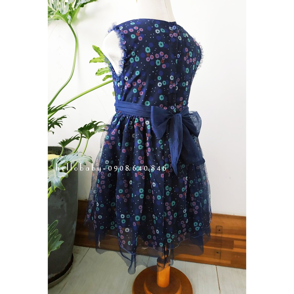 Đầm bé gái Tape a L'oeil xanh navy hoa nhí