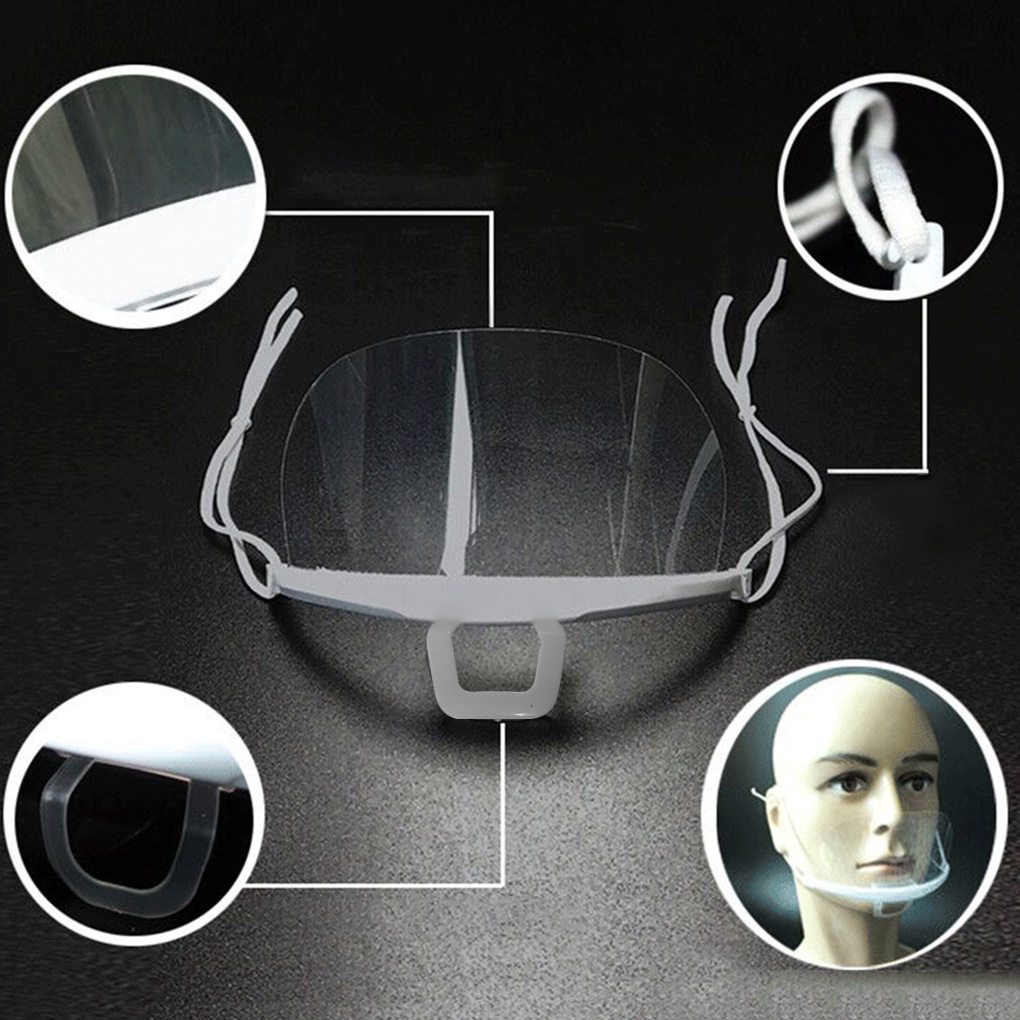 10pcs Disposable Restaurant Servant Anti Fog Plastic Mouth Mask Transparent Shield Mask for Catering Food