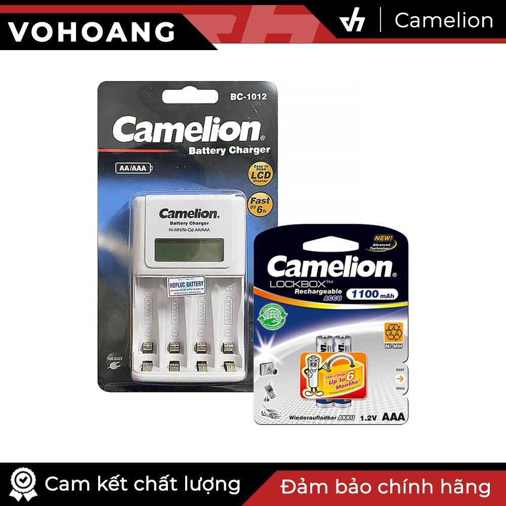 Bộ sạc Camelion 1012 kèm 2 pin AAA 1100mAh, tự ngắt sạc