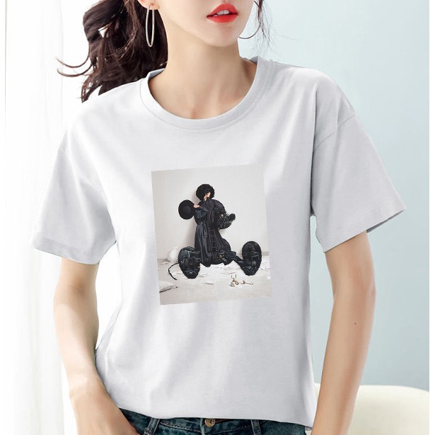 100% cotton women clothes /clothing t-shirt women round neck short sleeve print blouse tops