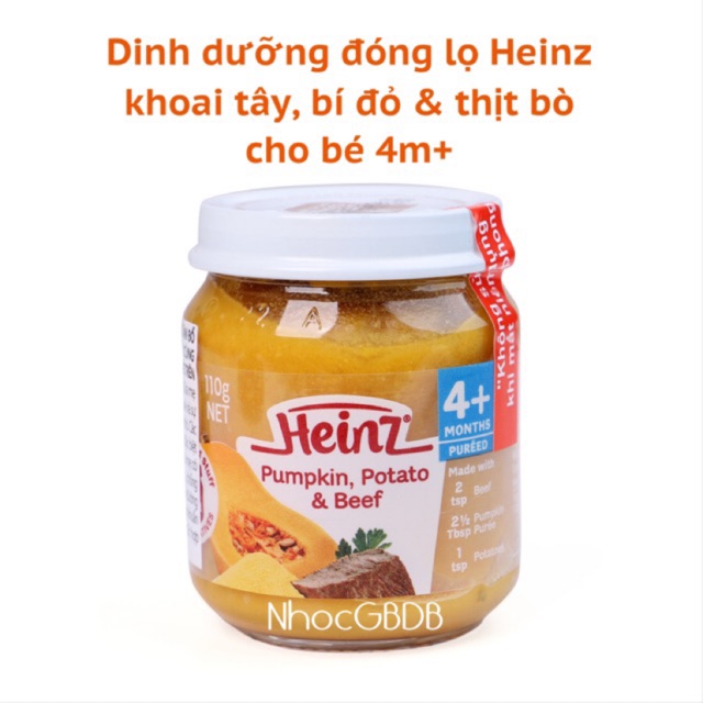 Heinz - Dinh dưỡng đóng lọ bí đỏ, khoai tây và thịt bò cho bé 4m+ 110g