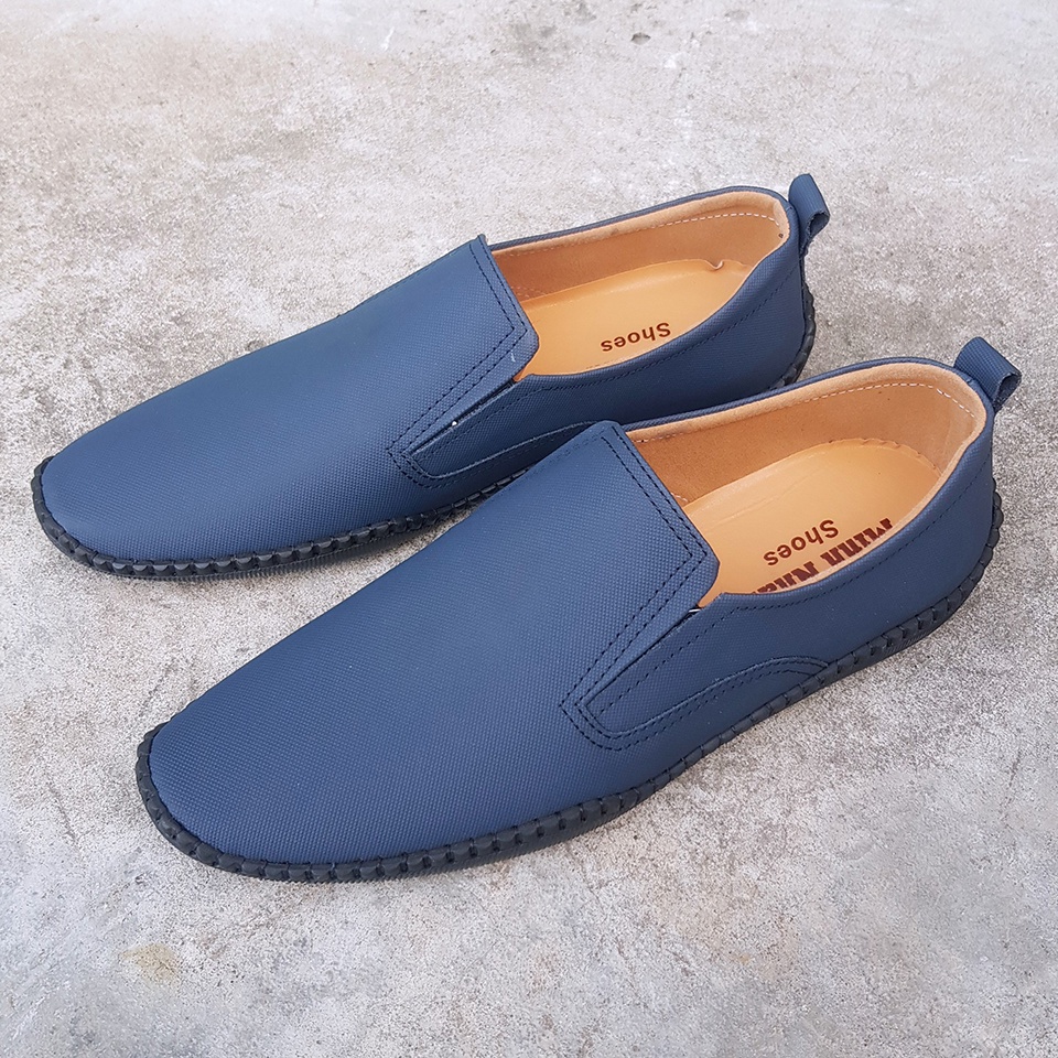 Giày lười nam da bò mẫu mới nhất 2022 giày xỏ nam đế bệt cho lái xe ô tô slip on đẹp độc đáo hàng hiệu giá rẻ S-11 xanh
