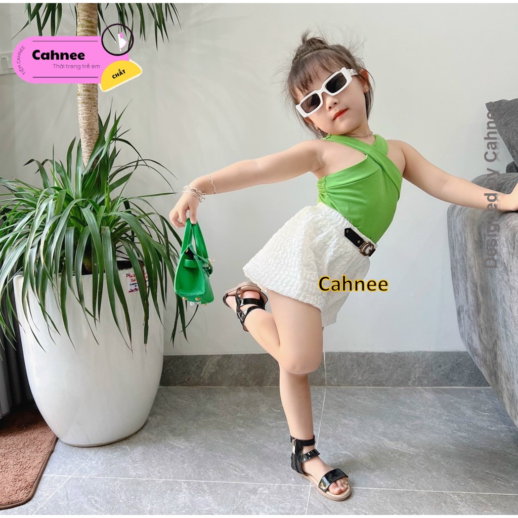 Áo Bé Gái - Vải Zip Co Dãn Cực Tốt - Áo Thun Bé Gái - Áo 2 Dây Đan Chéo Cho Bé Gái