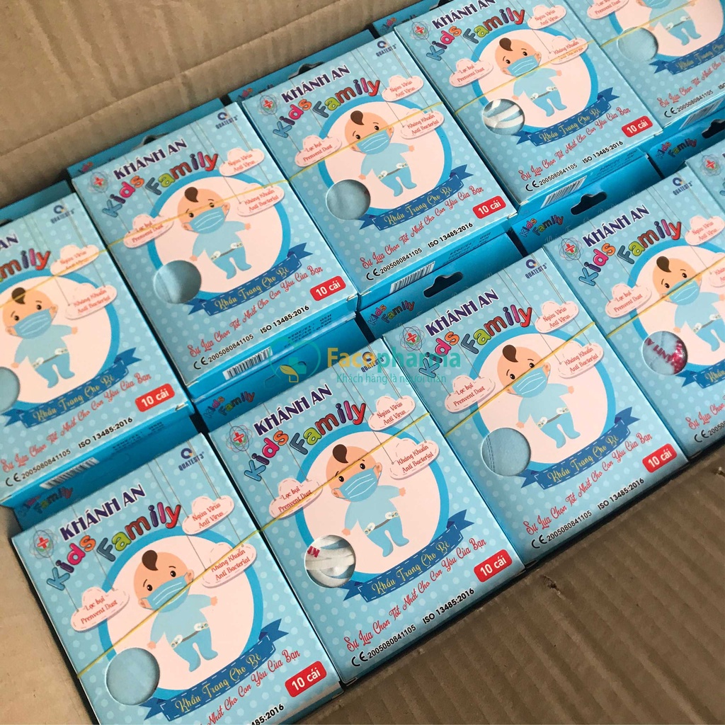 Combo 5 hộp khẩu trang cho bé 3d mask trẻ em kháng khuẩn em bé hộp 10 cái Khánh An size M KID10 x5KA3DCM2