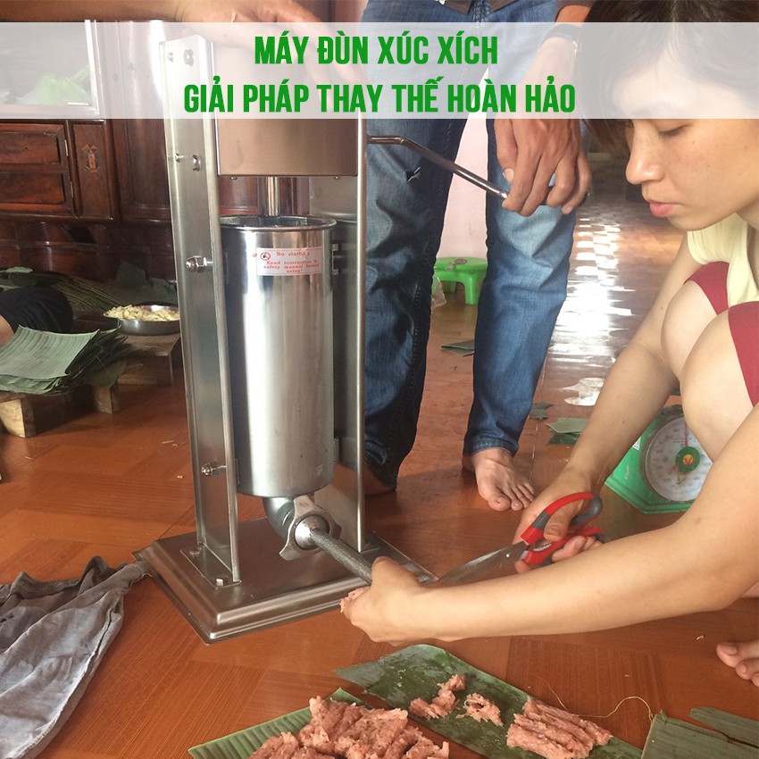 Máy đùn, nhồi xúc xích, lạp xưởng quay tay 7 Lít NEWSUN - Chất kiệu inox cao cấp đảm bảo vệ sinh - Bảo hành 12 thấng