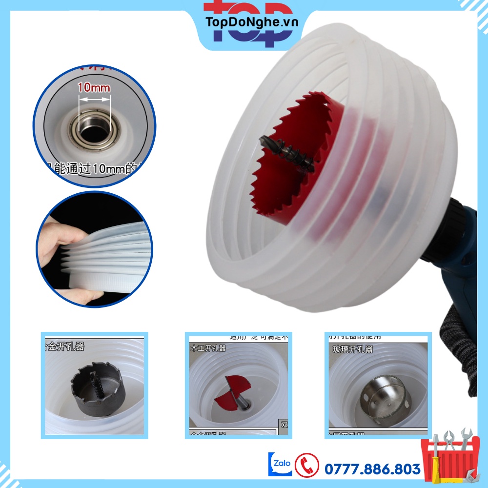 Dụng cụ hứng bụi khoan khoét trần thạch cao máy khoan cỡ lớn 125mmvà 160mm TopDoNghe.Vn