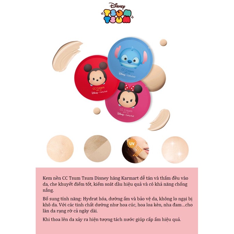 [ Du lịch/Bỏ túi] Kem nền CC Cream SPF15 Cathy Doll Disney Tsum Tsum 4ml