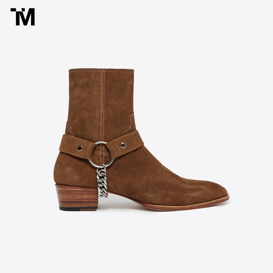 GIÀY BOOTS NAM TARMOR MÀU NÂU DA LỘN KÈM PHỤ KIỆN TOBACCO SUEDE HARNESS CHAIN BOOT