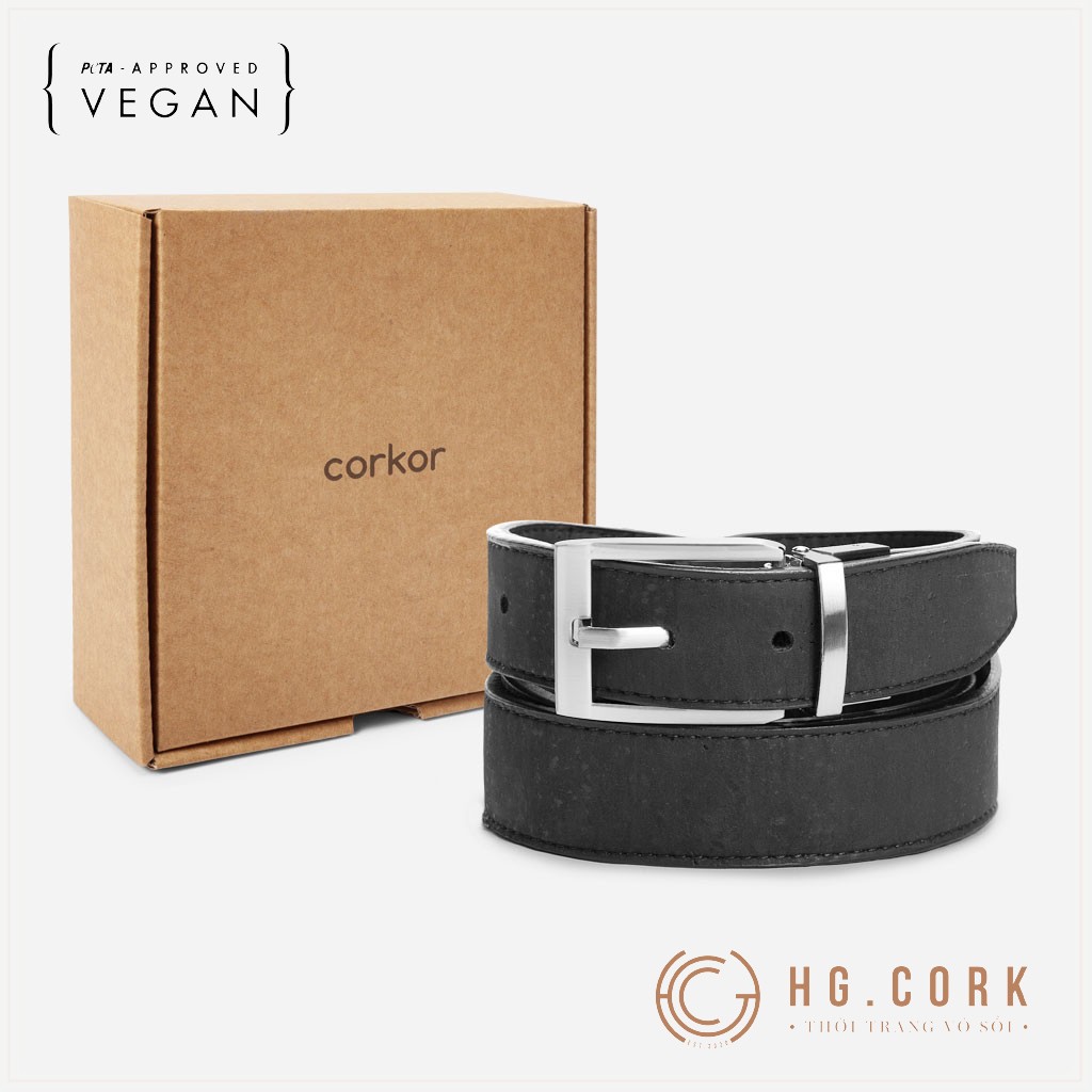 Thắt lưng nam cao cấp 2 mặt đảo chiều REVERSIBLE BELT 30mm - HGcork Corkor CK271 - SP Handmade, Sản xuất tại Bồ Đào Nha