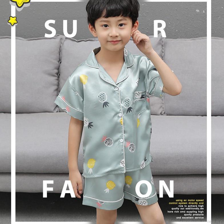 Bộ quần áo ngủ ngắn tay in hình quả dứa dành cho bé trai và bé gái